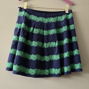 J Crew 100% Silk Mini Skirt Size 10 Green And Blue